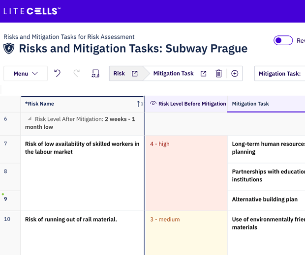 litecells risk mitigation multiple-projects